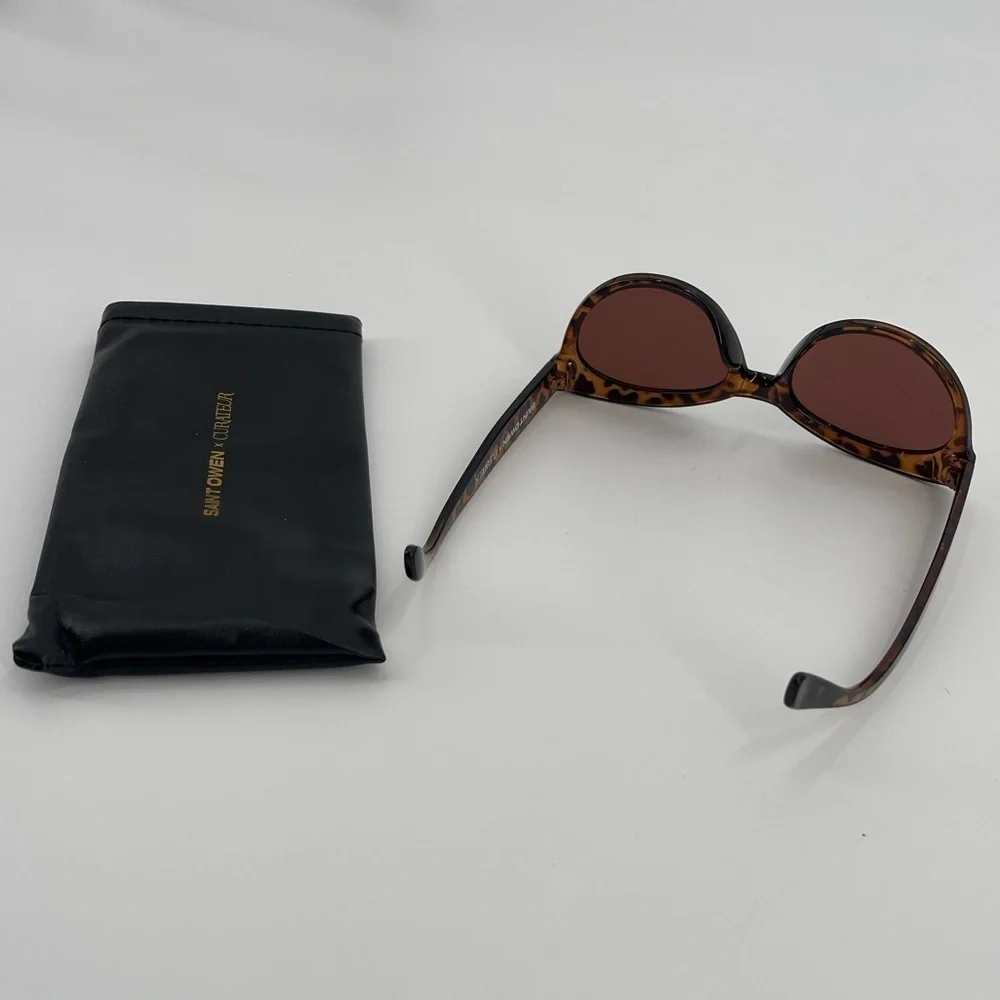 Saint Owen x Curateur Wylde Tortoise Shell Sunglasses w/Faux Leather Case NEW